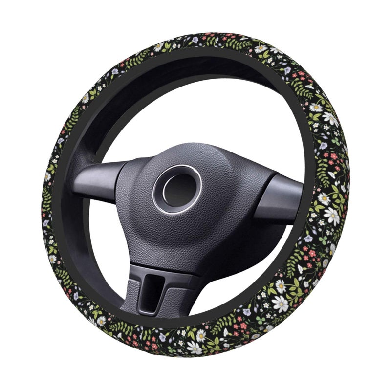 KARREAL Garden Plants Floral Elastic Steering Wheel Cover  Non-Slip Breathable Neoprene Steering Wheel Covers  Women Car Accessories  Universal 15 Inch Fit Auto  Suvs  Truck - Image 2
